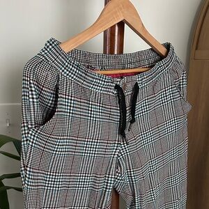 Women’s Plaid Alberto Pants Size 38 Elastic Waistband Clara Fancy Check